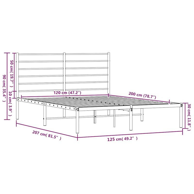 vidaXL Bed Frame Platform Bed Frame with Back Support for Bedroom Furniture