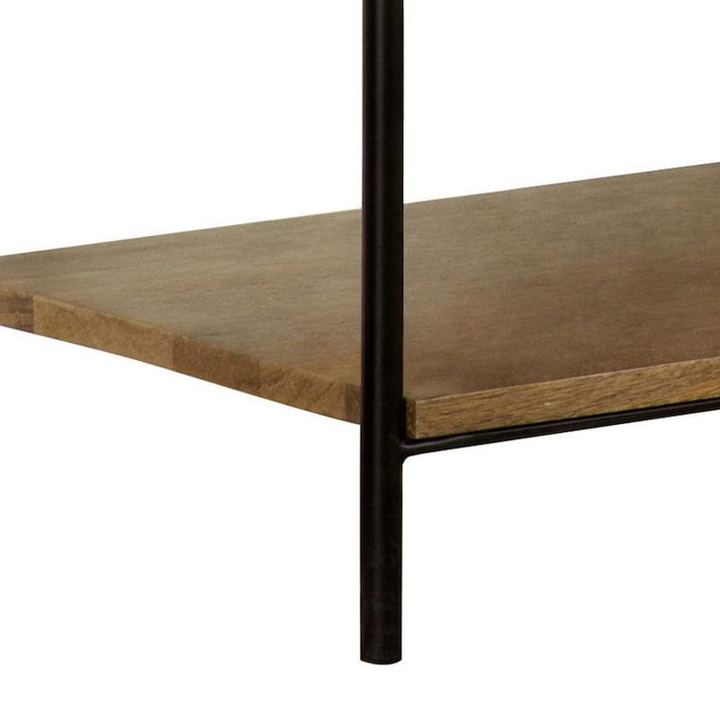 18 in. Brown and Black Square Wood End Table with Storage Drawer for Convenience