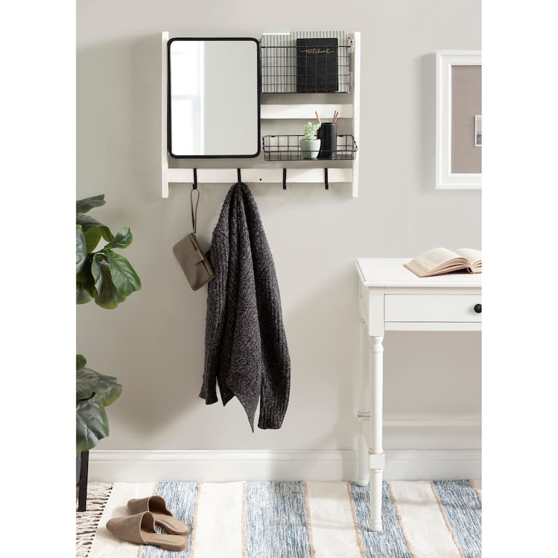 Kate and Laurel Tanner Wall Organizer with Mirror and Hooks