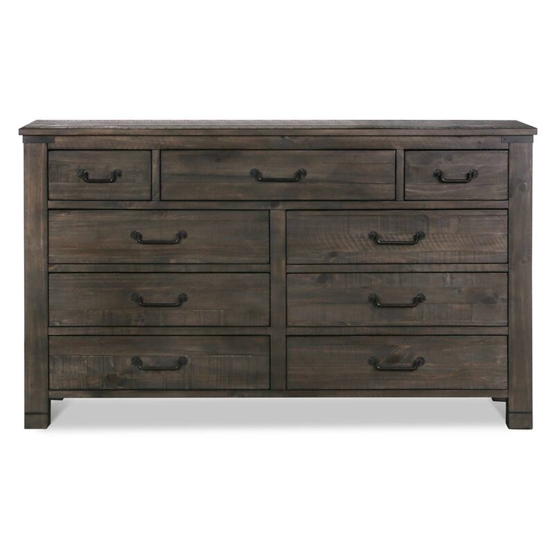 Magnussen Home Abington Weathered Charcoal Drawer Dresser with Portrait Mirror