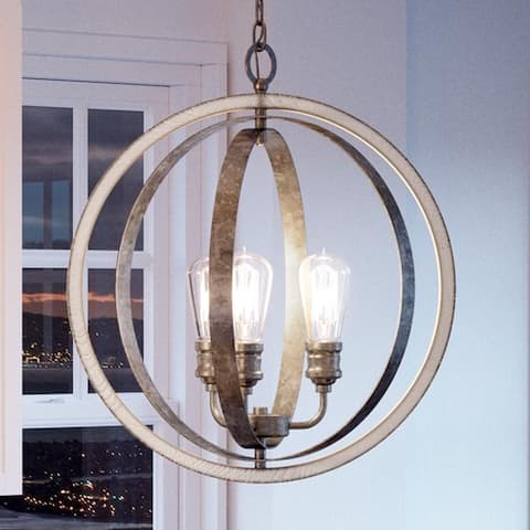 Luxury Vintage Pendant Light, 24"H x 21.25"W, with Modern Farmhouse Style, Galvanized Steel Finish by Urban Ambiance