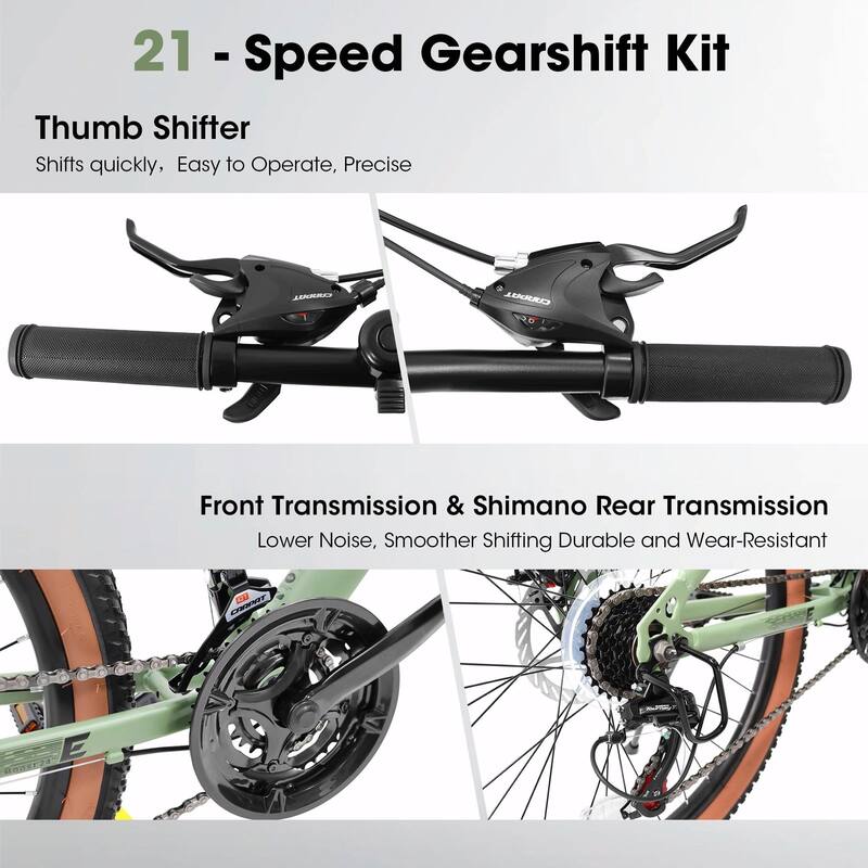 24-Inch Mountain Bike for Teenagers - High Carbon Steel Frame, Disc Brakes, Durable Design