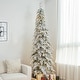 preview thumbnail 18 of 42, Glitzhome Pre-Lit Flocked Pencil Spruce Artificial Christmas Tree with Warm White Lights