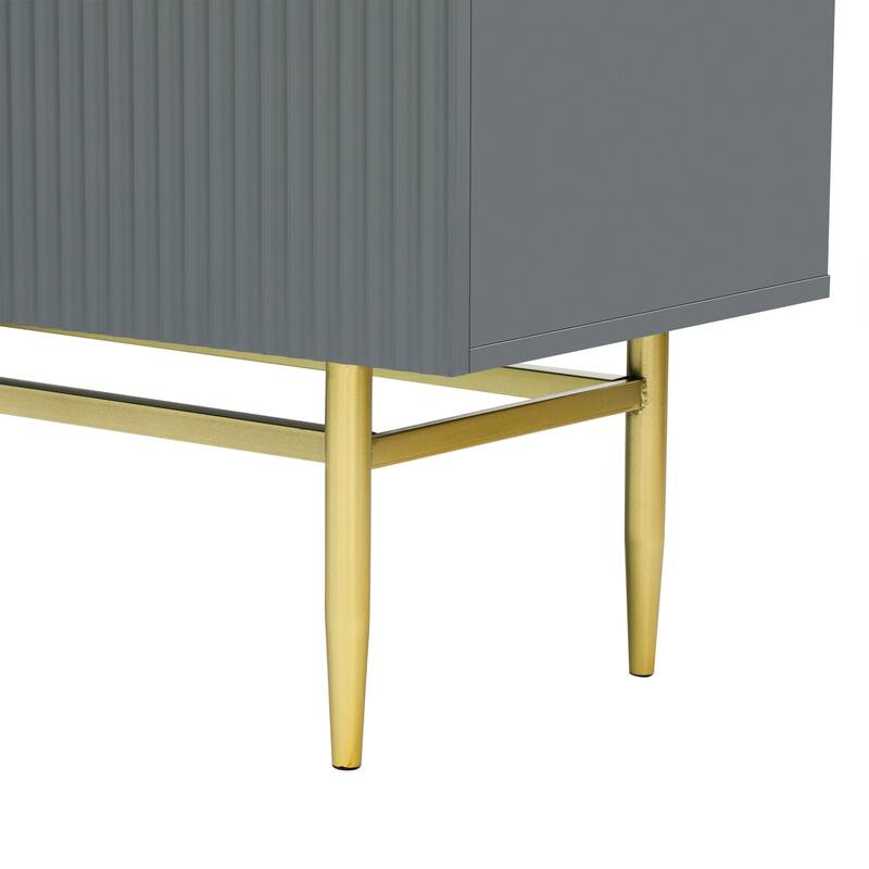 Modern Elegant 4-door Sideboard Gold Metal Handle Buffet Cabinet