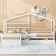 preview thumbnail 3 of 33, Double Twin L-Shaped House Platform Bed with Drawers and Guardrail