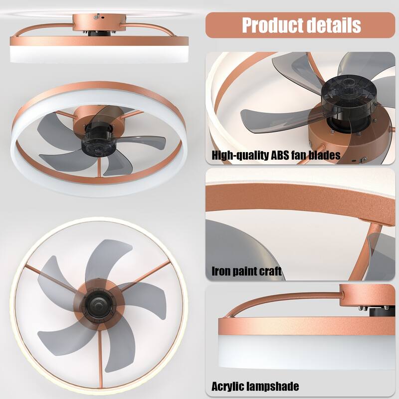 Cusp Barn 20" Dimmable LED Ceiling Fan,Reversible Modern Smart Fan Light,6 Speeds,Quiet DC Motor with APP Control for Indoor