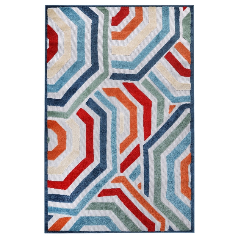 Superior Waimea Modern Geometric Coastal Indoor Outdoor Area Rug