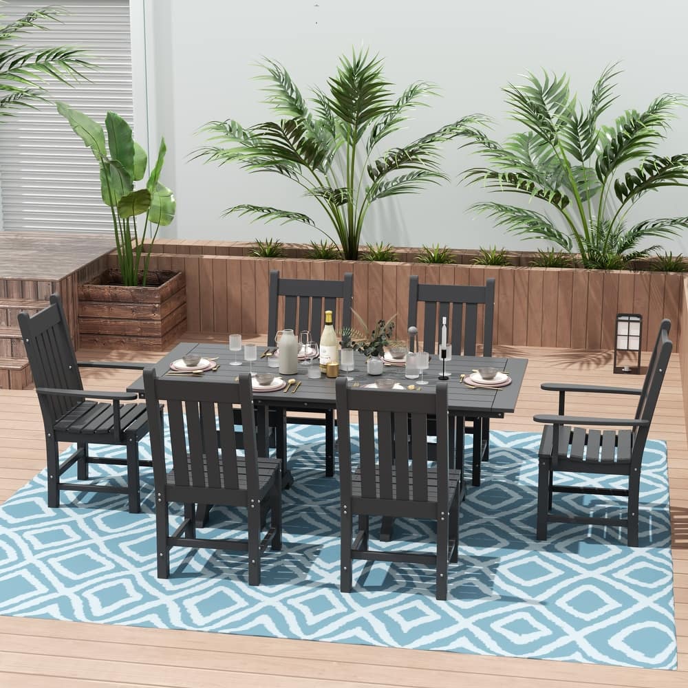 Laguna Hdpe All Weather Outdoor Patio Dining Set with Rectangle Table, Side Chairs (7-Piece Set)