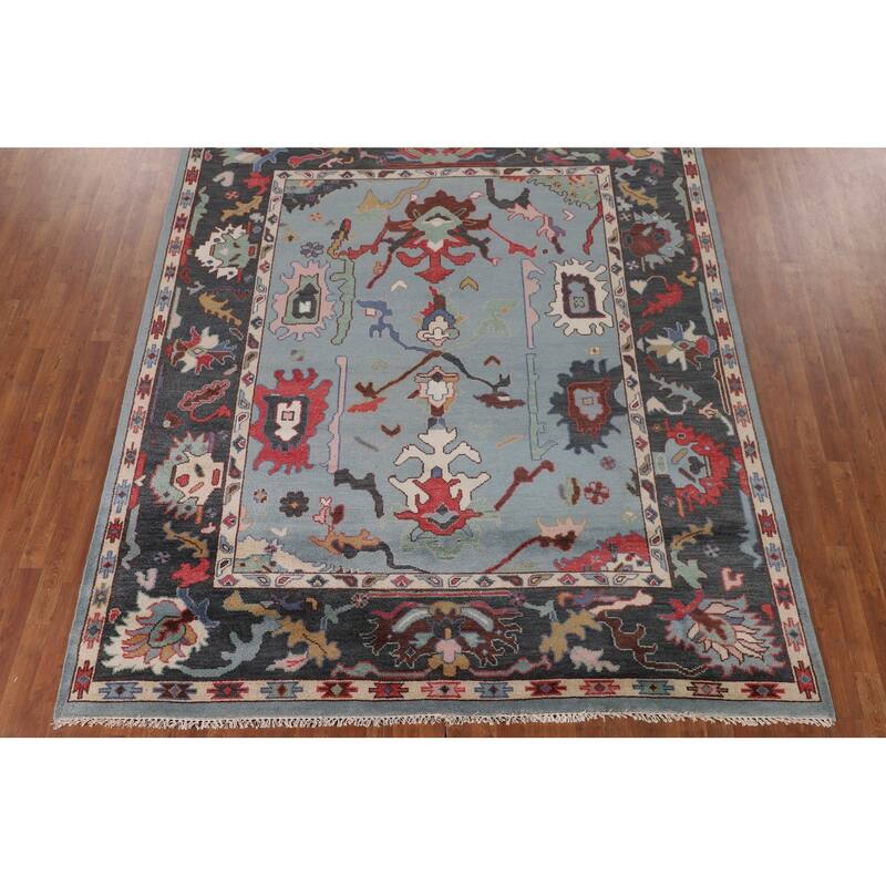 Transitional Oushak Indian Area Rug Handmade Wool Carpet - 8'2" x 9'9"