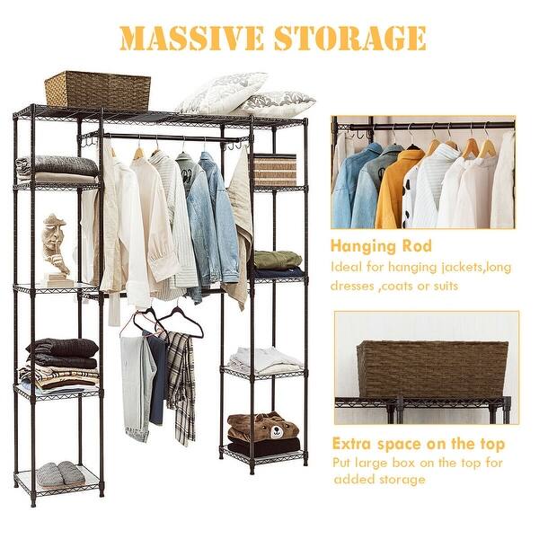 Shop Gymax Expandable Hanging Storage Organizer Clothes Rack
