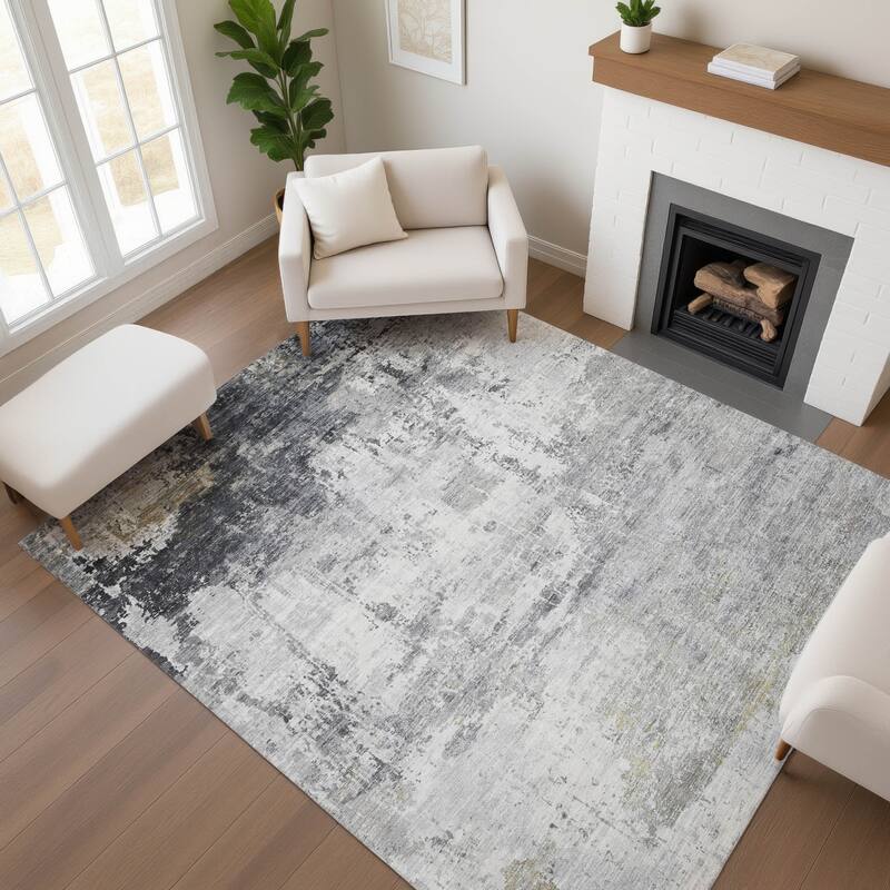 Premium Washable Super Soft Abstract Glam Mayfield Rug - Gray - 8' x 10'