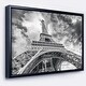 preview thumbnail 3 of 4, Designart "Black and White View of Paris Eiffel Tower" Cityscape Framed Canvas Print