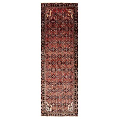 ECARPETGALLERY Hand-knotted Andelz Red Wool Rug - 3' 3" x 9' 11"