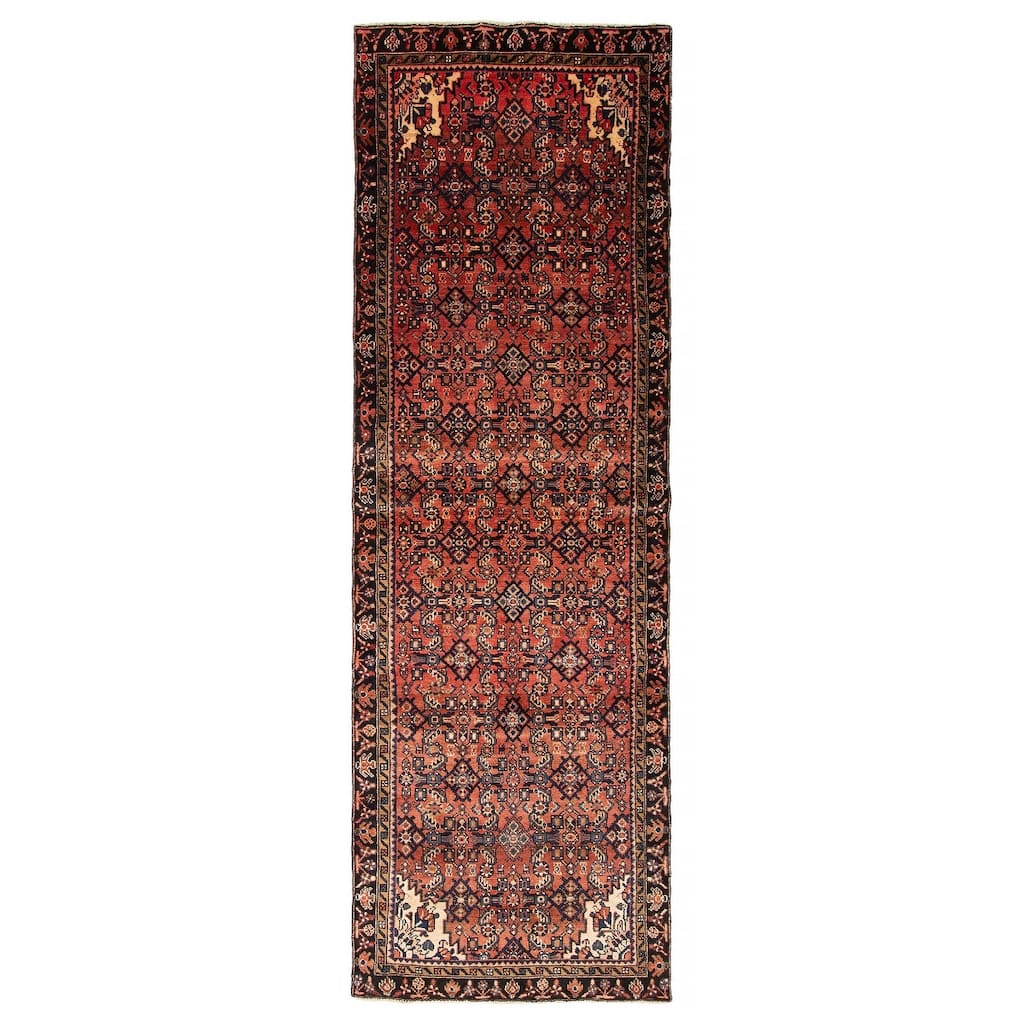 ECARPETGALLERY Hand-knotted Andelz Red Wool Rug - 3' 3" x 9' 11"