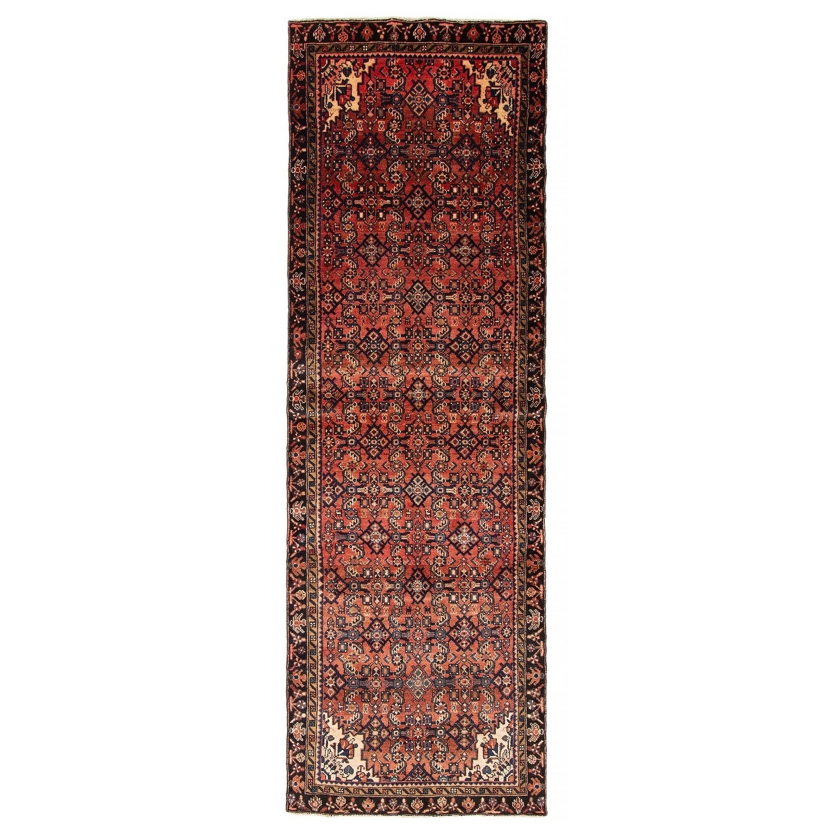 ECARPETGALLERY Hand-knotted Andelz Red Wool Rug - 3' 3" x 9' 11"