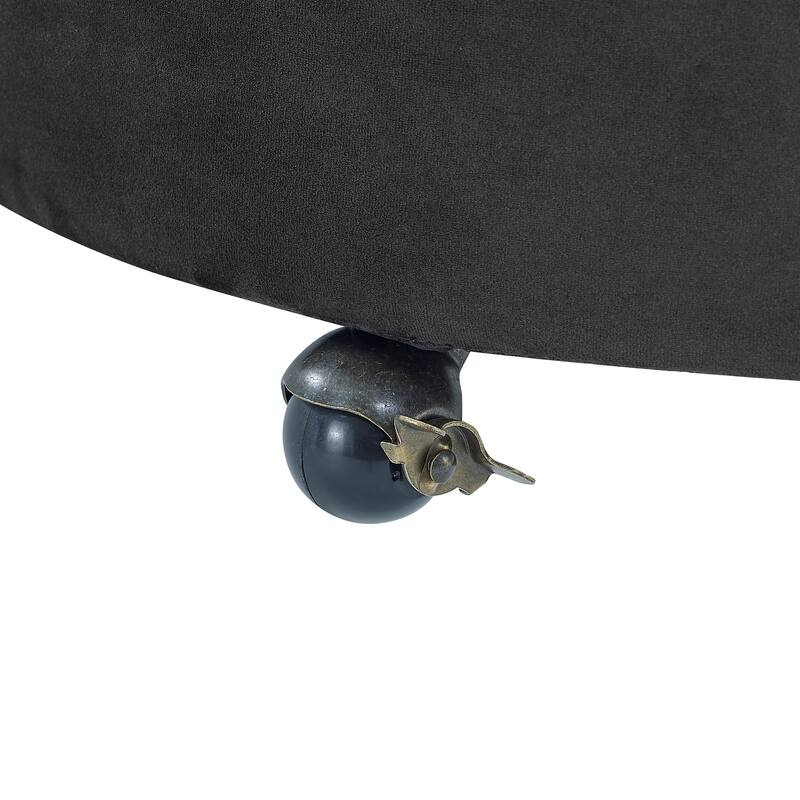 Roomfitters Velvet Swivel Chair with Tufted Button Design, Round Accent Chair with 3 Pillows and Wheels, Lounge Seating