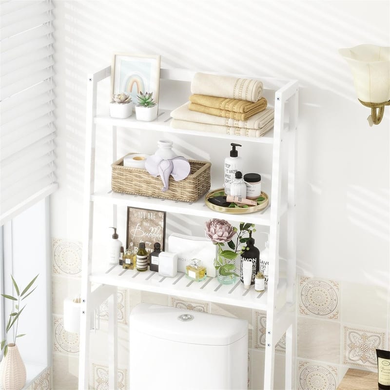 Over The Toilet Storage - 11.02"D x 25.59"W x 61.42"H - White