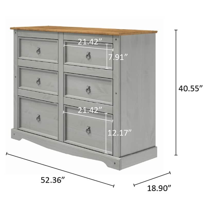Wood Dresser 3+3 Drawers Chest Corona | Furniture Dash