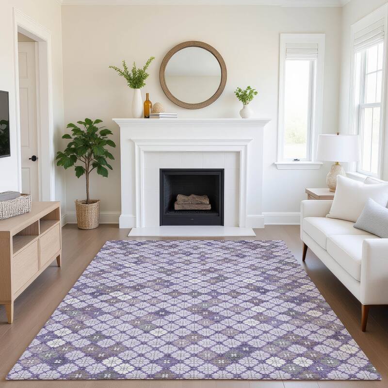 Premium Washable Super Soft Modern Mosaic Mayfield Rug - 10' x 14' - Lavender