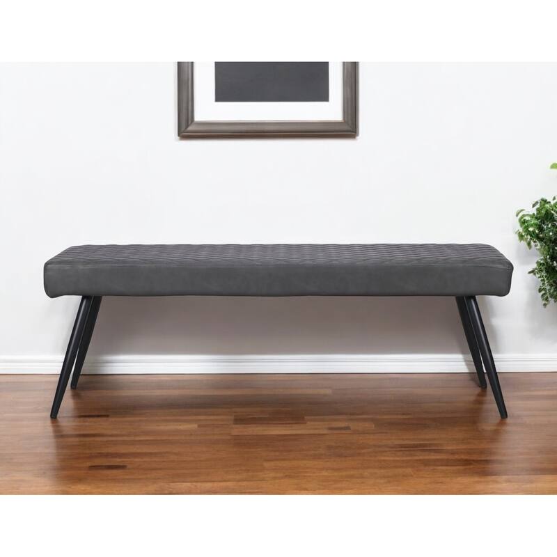 HomeRoots 54" Dark Gray and Black Faux Leather Upholstered Dining Bench - 53.54' X '18.7' X '16.54 - 53.54' X '18.7' X '16.54