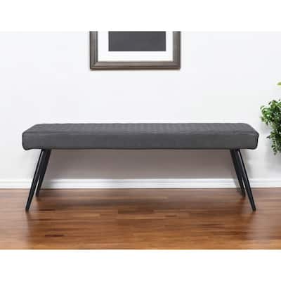 HomeRoots 54" Dark Gray and Black Faux Leather Upholstered Dining Bench - 53.54' X '18.7' X '16.54