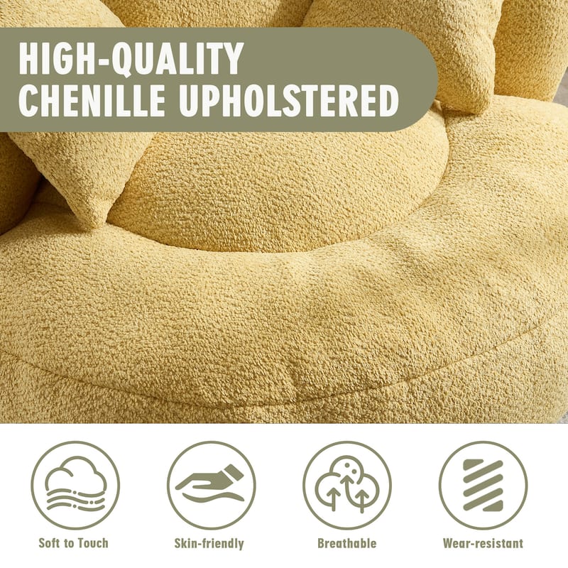 HOMEFUN Chenille Upholstered Durable Comfort Lounger High Back Bean Bag Chair