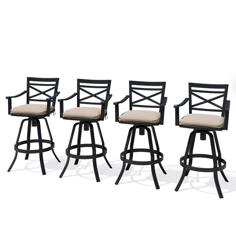 Outdoor Aluminum Swivel Bar Stools with Sunbrella Cushion
