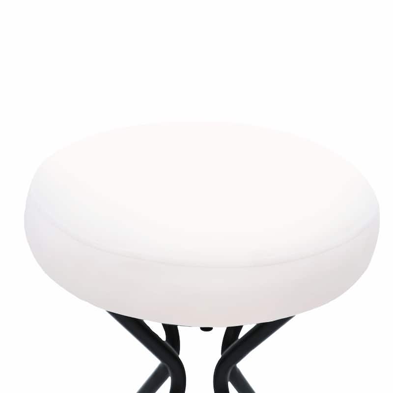 Modern Backless Bar Stools Set of 2, Round Upholstered Counter Stools