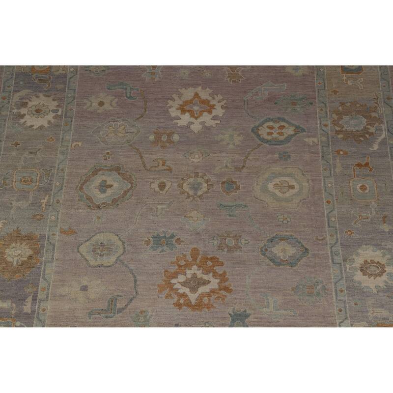 Hand Knotted Oriental 100% Wool Carpet Transitional All-Over Purples Oushak Area Rug - 9' 11'' X 8' 0''