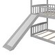 preview thumbnail 11 of 24, Friendly Design Twin Over Twin Bunk Bed with Slide, House Bed with Slide