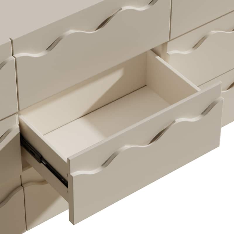 Wave Front 9 Drawer Dresser Handle-Free Modern Storage Cabinet
