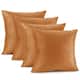Nestl Solid Microfiber Soft Velvet Throw Pillow Cover (Set of 4) - 26" x 26" - Rust Orange Brown