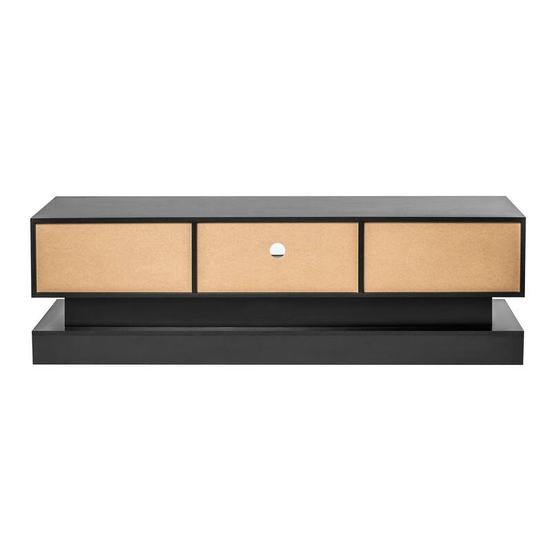 LED TV Stand High Glossy Front Entertainment Center TV Stands with Drawer Storage and Cord Holes