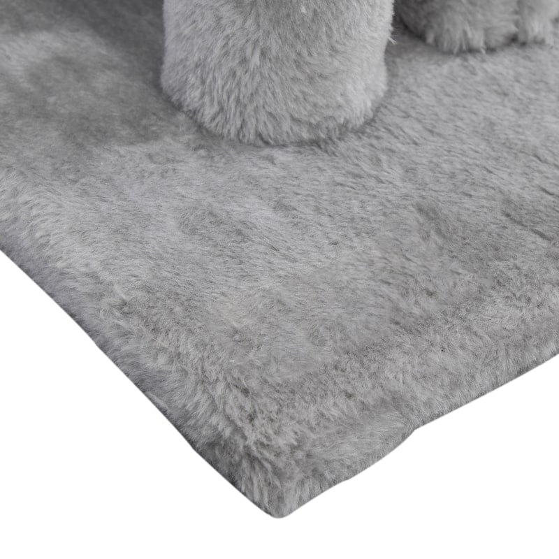 Double Level Cat Tree Stand House Furniture Kittens Activity Tower Posts Kitty Pet Play House - Light Gray