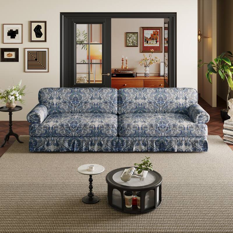 GDFStudio - Chenille Deep Seat 3&4-Seater Sofa Set with Skirt Design (Set of 2)
