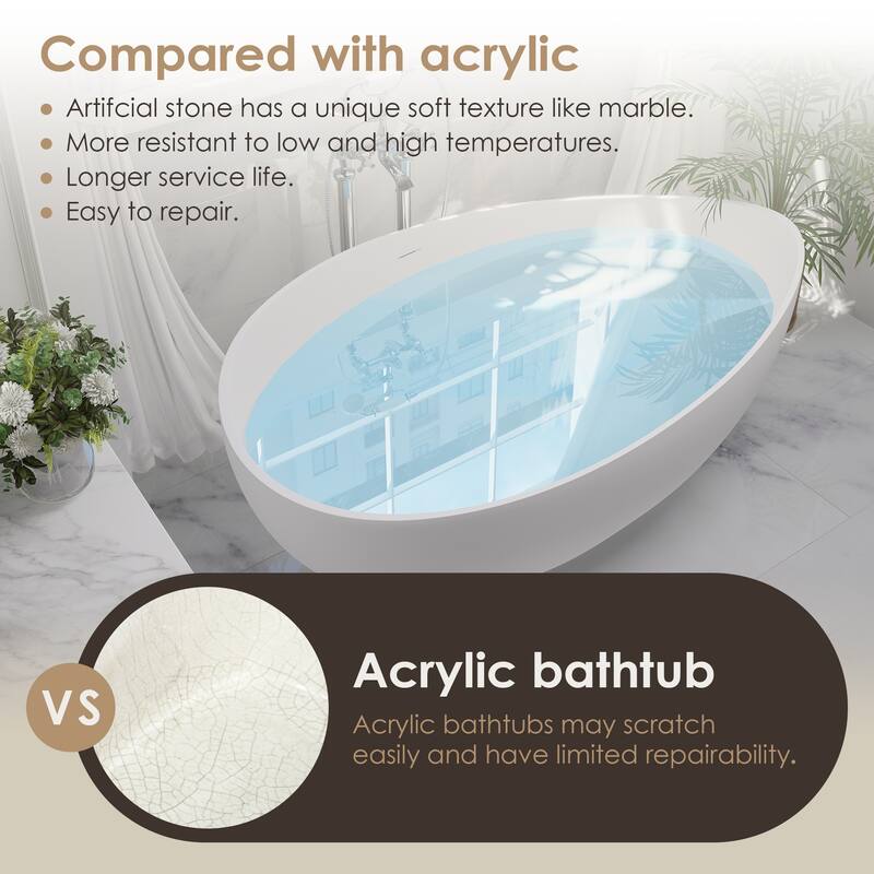 Vespa Solid Surface Soaking Bathtub with Drain