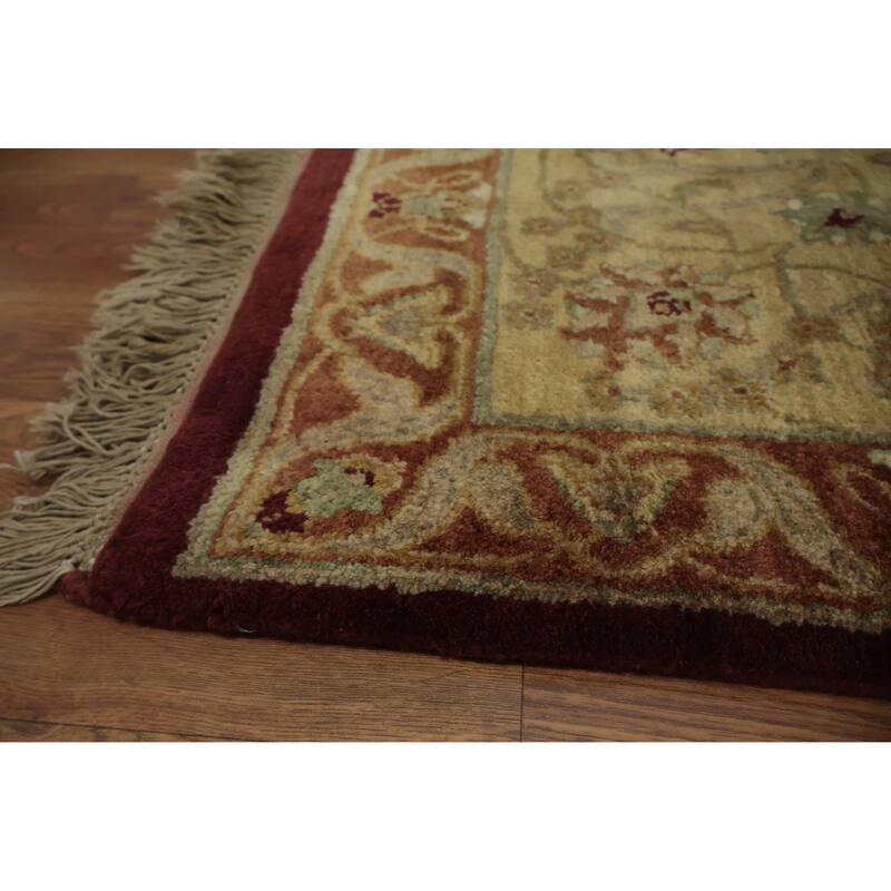 Hand Knotted Oriental 100% Wool Carpet Traditional Floral Red Agra Area Rug - 12' 0'' X 9' 1''