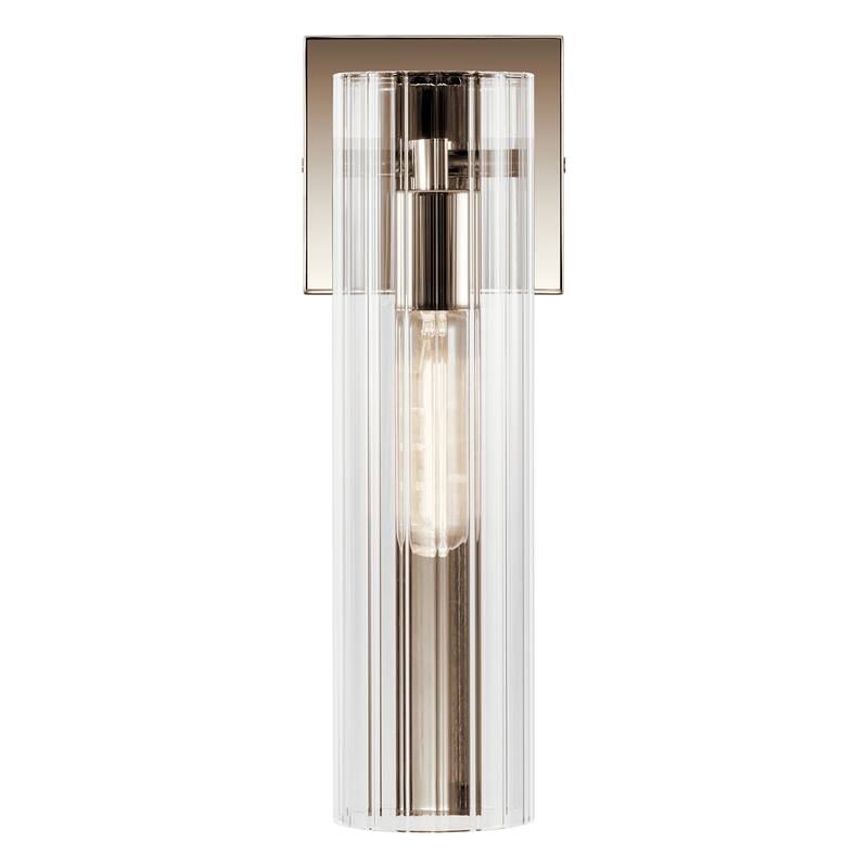 Jemsa 14 in. 1-Light Wall Sconce with Clear Fluted Glass Shade