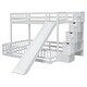 preview thumbnail 18 of 17, Twin over Twin Bunk Bed with Safety Guardrails,Pine Solid Wooden Kids Beds with Slide and Storage Staircase
