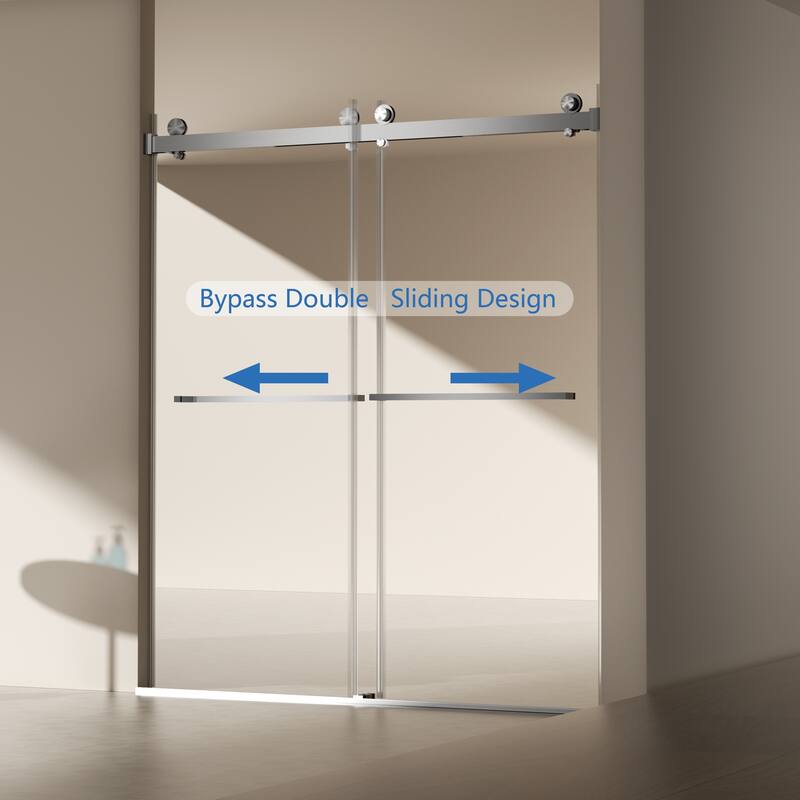 Topcraft 56-60"W x 70"H Frameless Double Sliding Shower Door