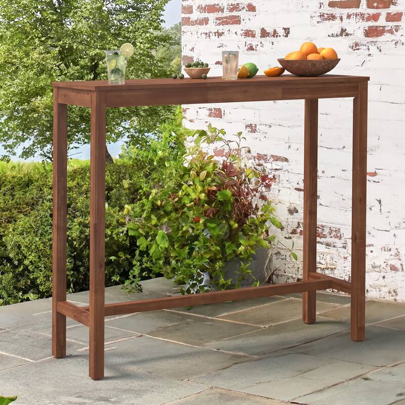 Casual 45 in. Outdoor & Indoor Rectangular Patio Bar Table Wood Dining Table - Teak