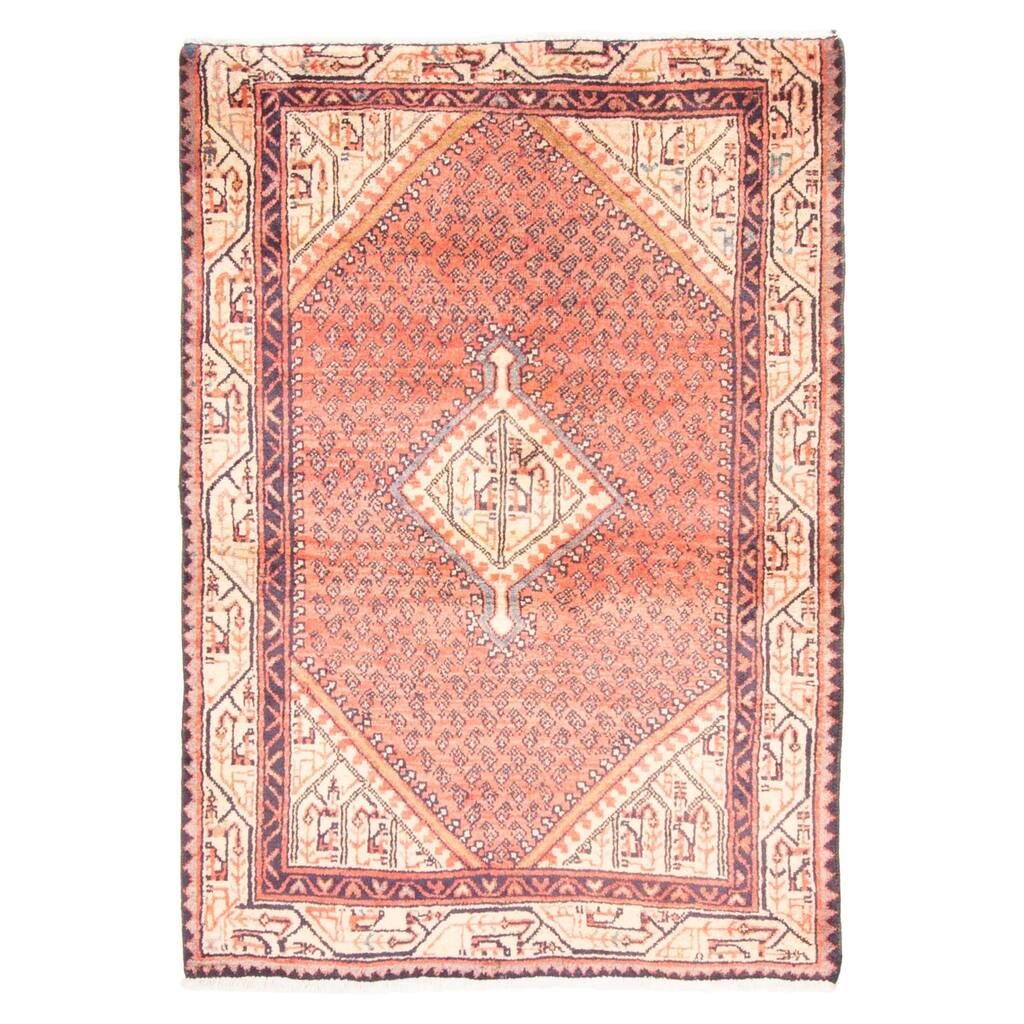 ECARPETGALLERY Hand-knotted Andelz Red Wool Rug - 3'4 x 4'9