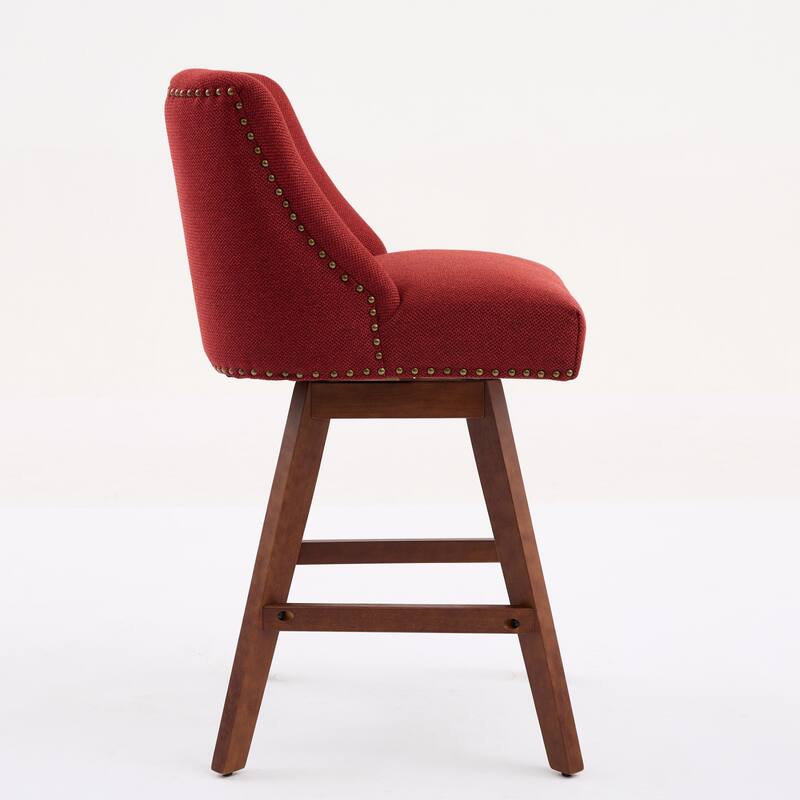 Roomfitters Counter Height Bar Stools Set of 2, 26'' Upholstered Swivel Dining Chairs with Curved Backrest