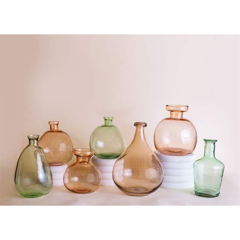 Lg. Glass Bottle Vase Orange -ST