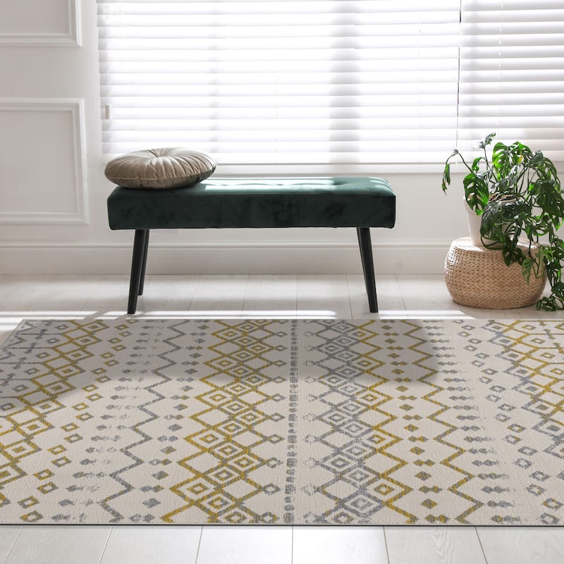 Beverly Rug Modern Bohemian Trellis Indoor Area Rug with Jute Backing for Living Room, Kitchen, Bedroom
