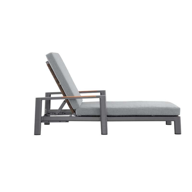 Arlo Teak & Wicker Aluminum Dual-Use Outdoor Chaise Lounge (Set of 2)