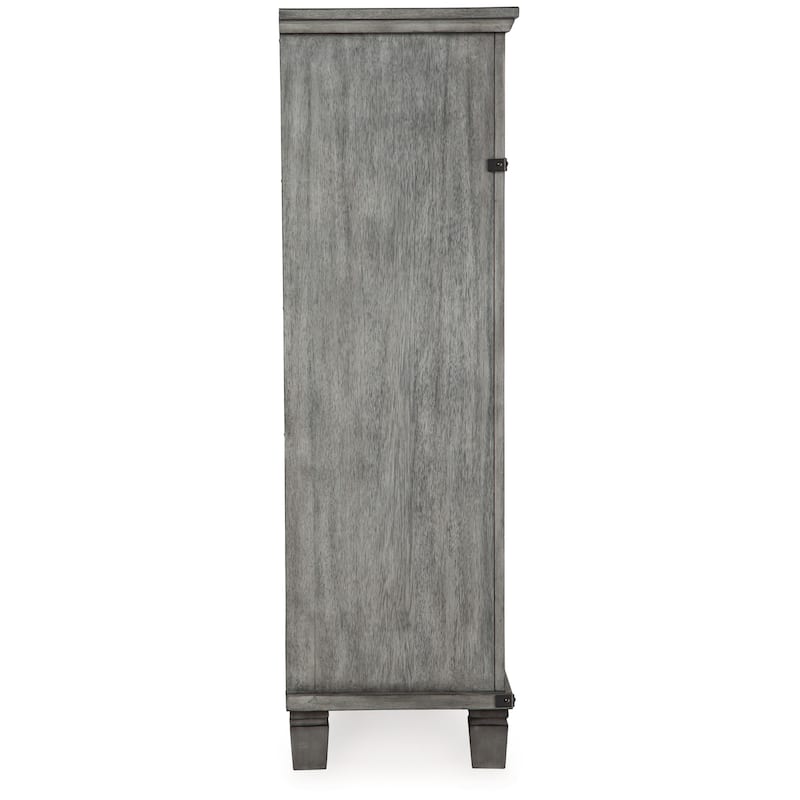Zac 57 Inch Tall Dresser Chest, 5 Drawers, Metal Accents, Light Gray