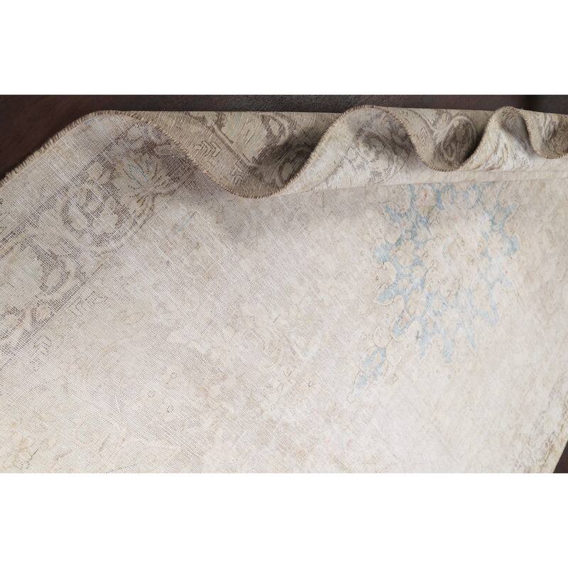 Muted Distressed Kerman Persian Area Rug Wool Hand-knotted Carpet - 6'3" x 9'11"