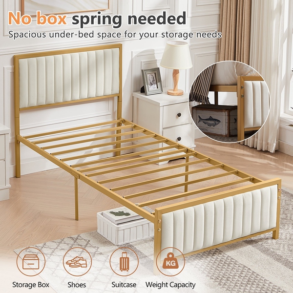 VECELO Twin Size Platform Bed Set of 2 for Kids Teens Heavy-Duty