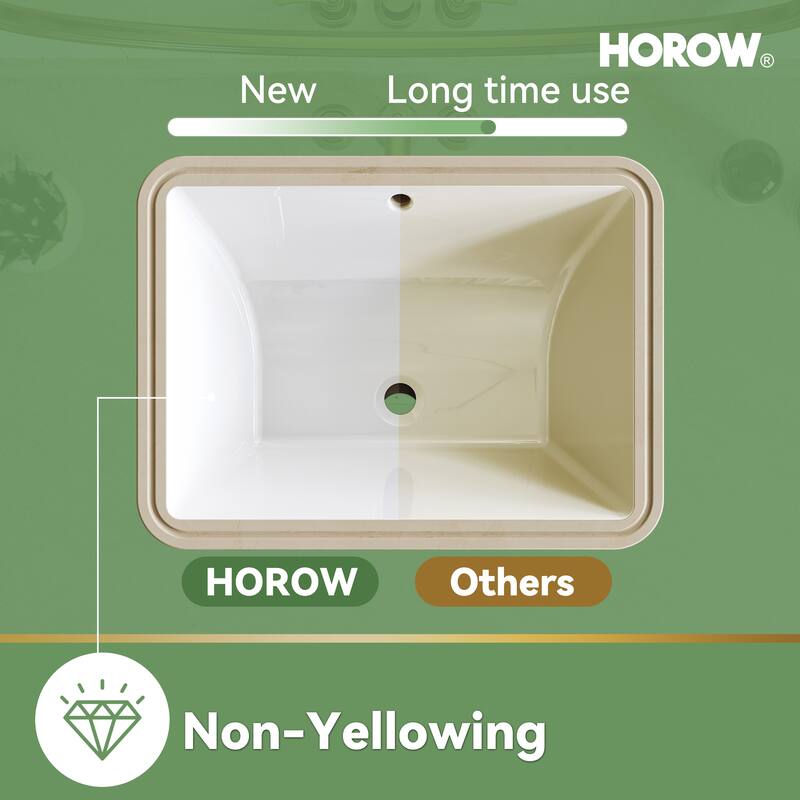 HOROW 20.28 in. Rectangular Undermount Bathroom Sink in White with Overflow Drain Vitreous China